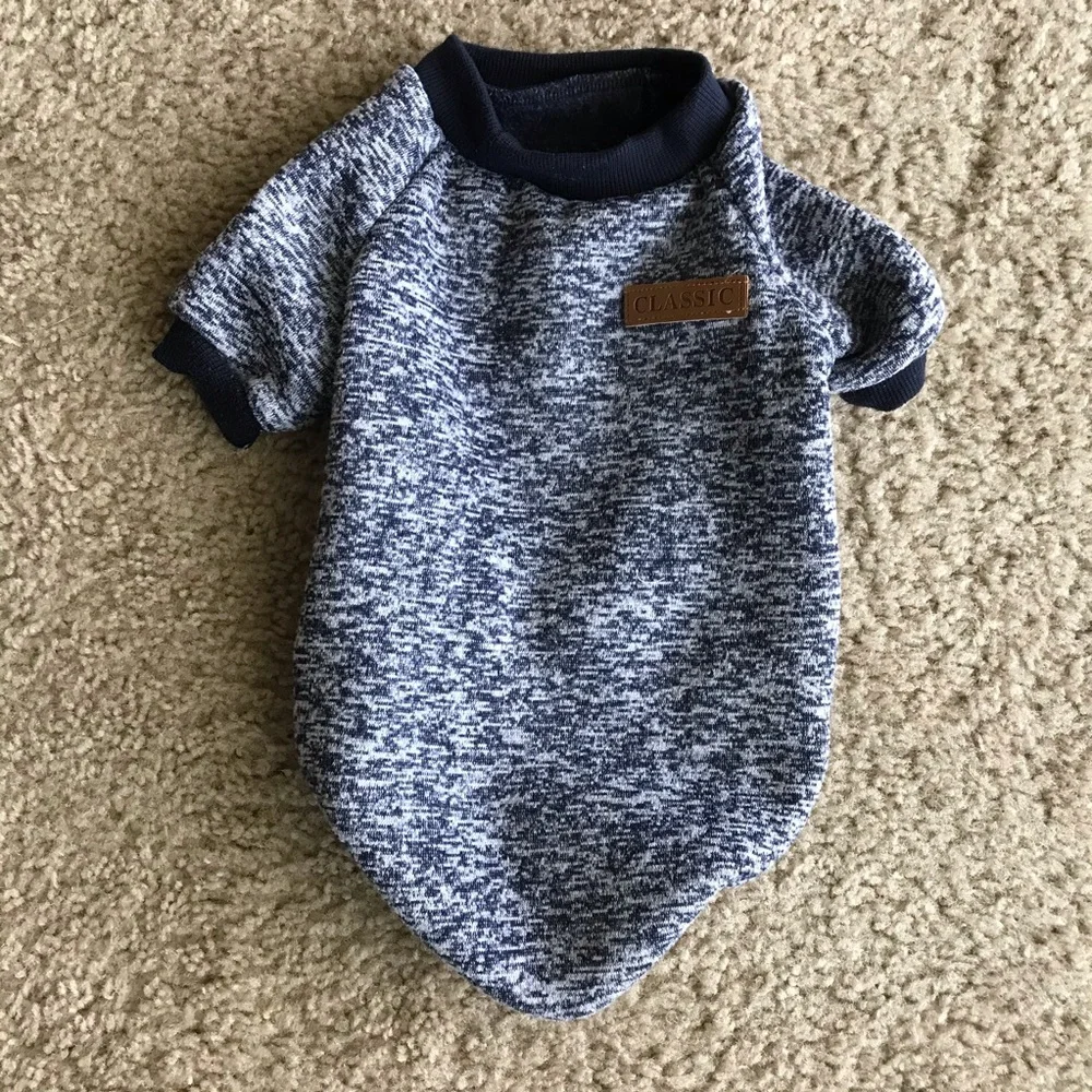 Blue Classic dog shirt.